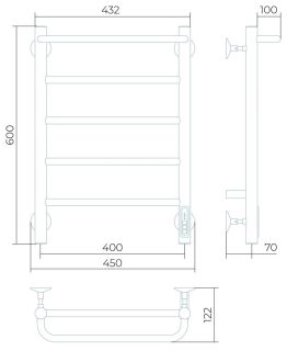 Электрический полотенцесушитель Larusso Прайм П5 40x60см чёрный матовый 4670078536556